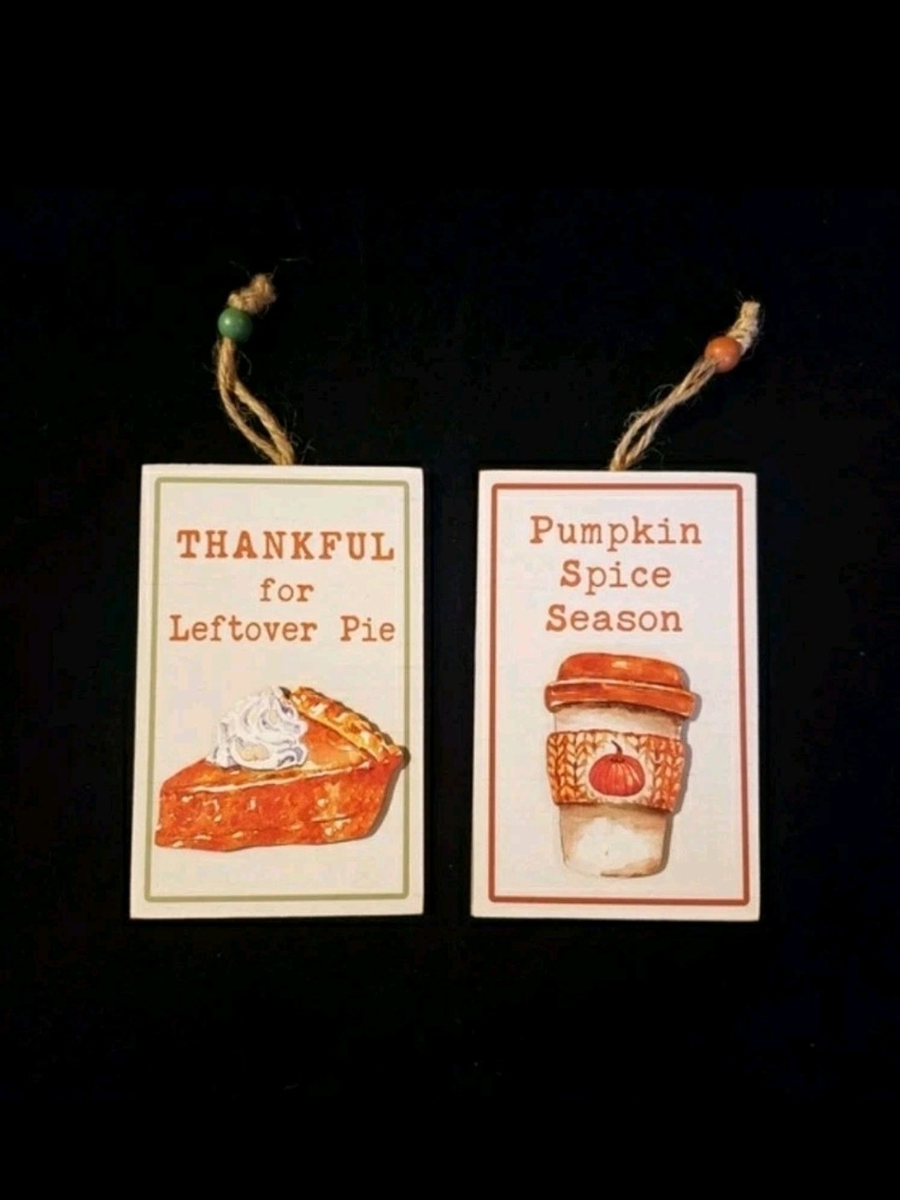 Home Holiday Pumpkin Spice & Pie Hanging Signs - Orange